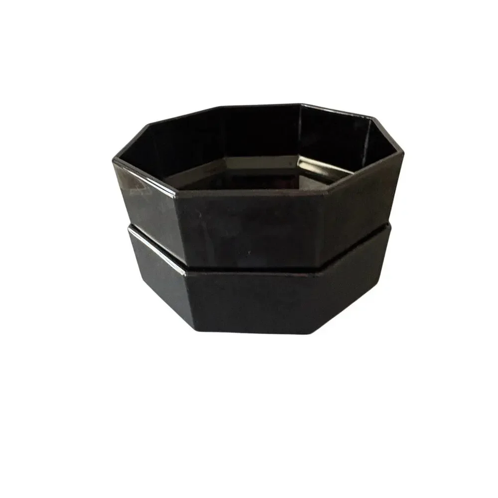 Arcoroc Octime Opaque Black Glass Octagon Bowls Made In France Set Of 2 Vintage